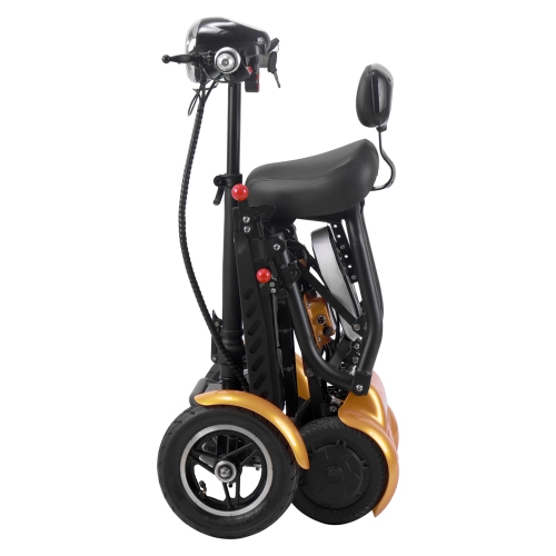 Portable Lightweight Li-on Battery Power Scooter, LED & Brake Lights Battery Powered Up to 12 Miles - Gold Color