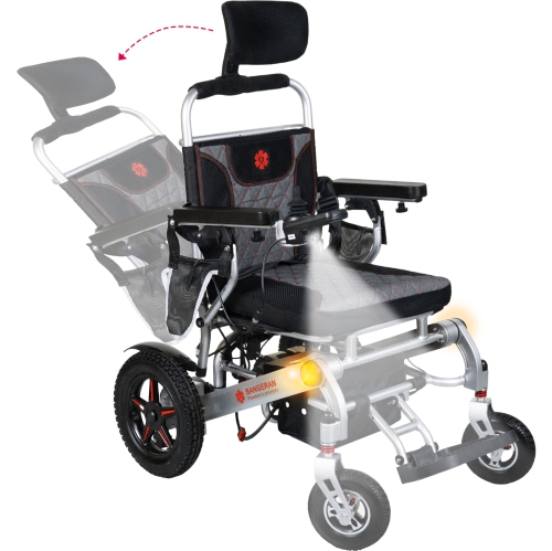 Thunderbolt Automatic Reclining Power Motorized Medical Wheelchair, Portable & Foldable | Adjustable Backrest & Wide Seat | Turn Signals | Folding Le