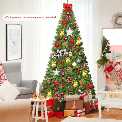 Topbuy 9Ft Artificial Christmas Tree PVC Hinged Spruce Xmas Tree W/ 2094 Branch Tips