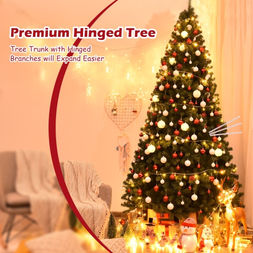 Topbuy 9Ft Artificial Christmas Tree PVC Hinged Spruce Xmas Tree W/ 2094 Branch Tips