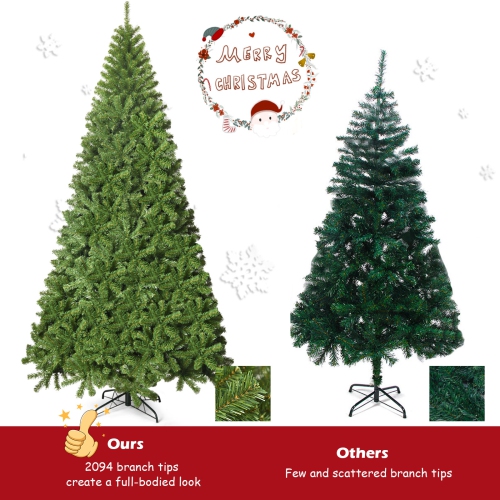 Topbuy 9Ft Artificial Christmas Tree PVC Hinged Spruce Xmas Tree W/ 2094 Branch Tips