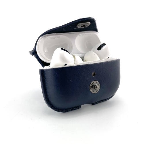 Apple Airpod Pro Case Cover - Cowhide Leather / Blue
