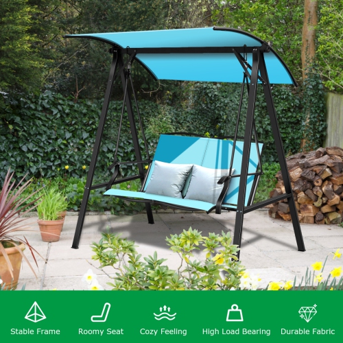 Topbuy Outdoor Patio Swing Loveseat Hammock Hanging Chair Turquoise/Beige