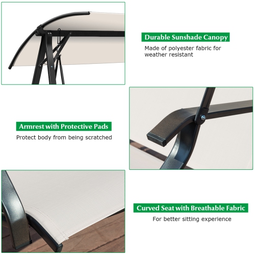 Topbuy Outdoor Patio Swing Loveseat Hammock Hanging Chair Turquoise/Beige