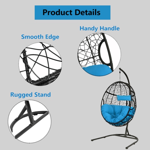 Topbuy Hammock Chair Cushioned Hammock Swing Hanging Egg Chair Indoor Outdoor