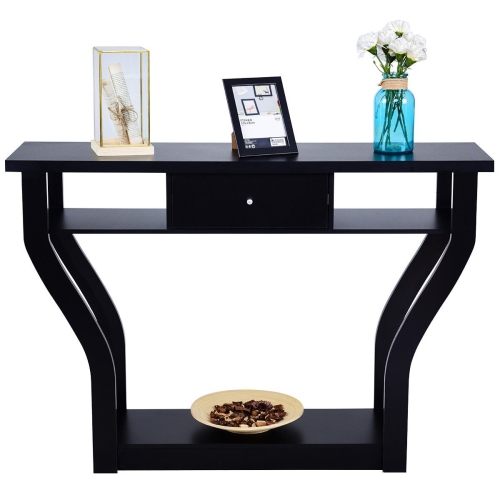 TOPBUY  Modern Console Table Entryway Table Elegant Side Table W/ Drawer And Shelf