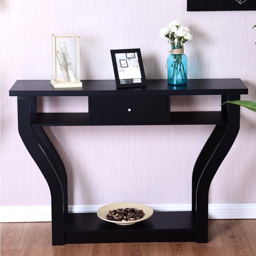 Topbuy Modern Console Table Entryway Table Elegant Side Table w/ Drawer and Shelf