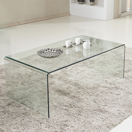 Topbuy Tempered Glass Coffee Table Accent Cocktail Side Table Living Room Furniture