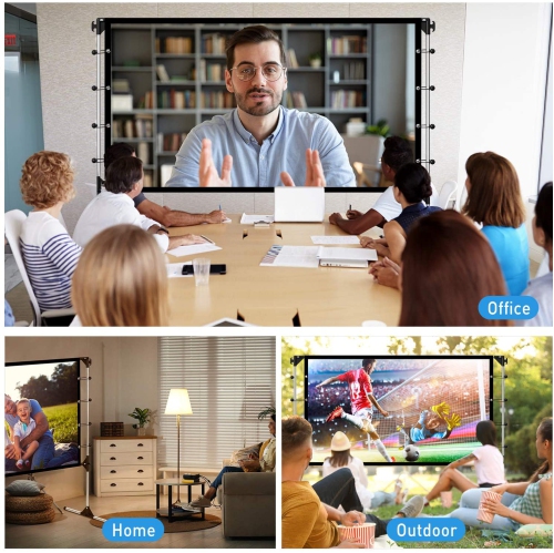 NIERBO Écran de projecteur avec support 100 pouces 16:9 HD 4K Écran de cinéma extérieur portable pour intérieur Écran de projection extérieur Écran
