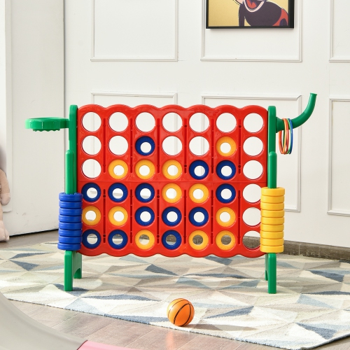 Topbuy 4-to-Score Giant Game Set for Kids Educational Toys with Ring Game and Basketball Hoop Indoor Outdoor