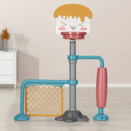 Topbuy Adjustable Ice Cream Kids Basketball Stand Set Soccer Goal Stand Kids Game Set Indoor&Outdoor