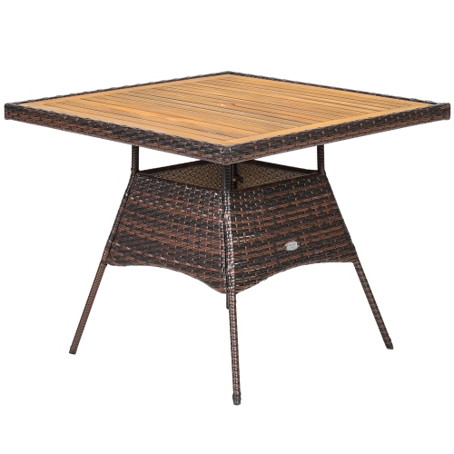 Patiojoy Patio Rattan Conversation Set Outdoor Dining Table & Armchair Set w/Cushions & Umbrella Hole