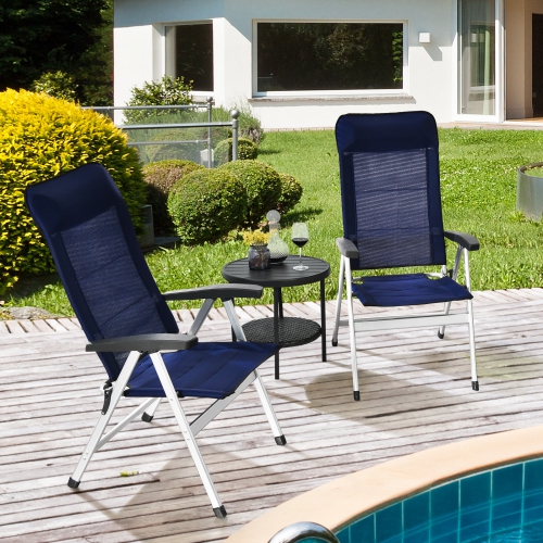 Patiojoy 4PCS Outdoor Patio Folding Dining Chairs with Reclining Backrest and Headrest Navy