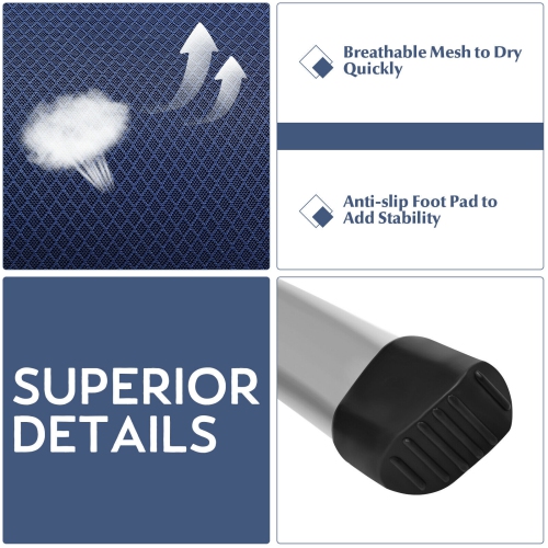 Patiojoy 4PCS Outdoor Patio Folding Dining Chairs with Reclining Backrest and Headrest Navy