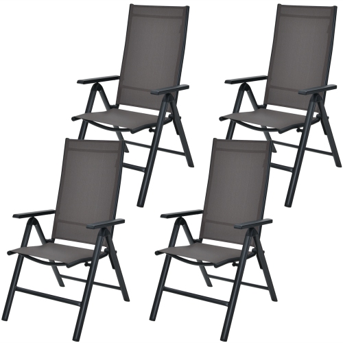 Patiojoy 4 Pack Folding Dining Chairs Adjustable Reclining Back Chairs Suitable for Outdoor & Indoor Gray