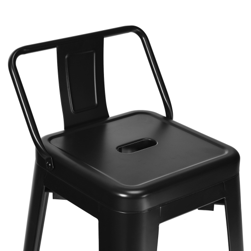 Topbuy Set of 4 Metal Bar Stools 30" Industrial Height Chair Low Back Black/Gun