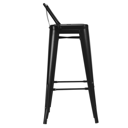 Topbuy Set of 4 Metal Bar Stools 30" Industrial Height Chair Low Back Black/Gun