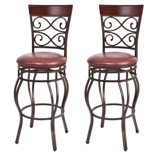 TOPBUY  2PCs Bar Stools Dining Kitchen Pub Chair