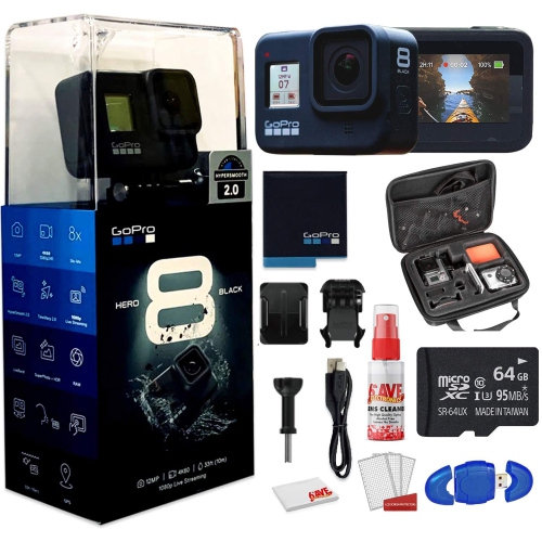 GoPro HERO8 Black Digital Action Camera - Waterproof, Touch Screen - With Cleaning Set + Case + 64GB Memory Card and More.