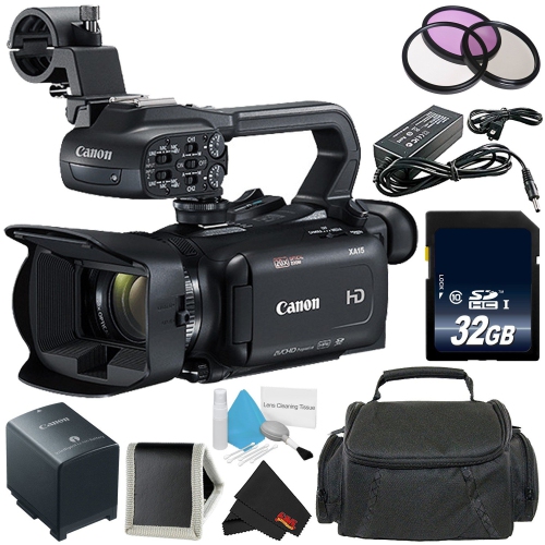 Canon XA15 Compact Professional Camcorder - Full HD with SDI, HDMI and Composite Output - Bundle with 32GB Memory Card +