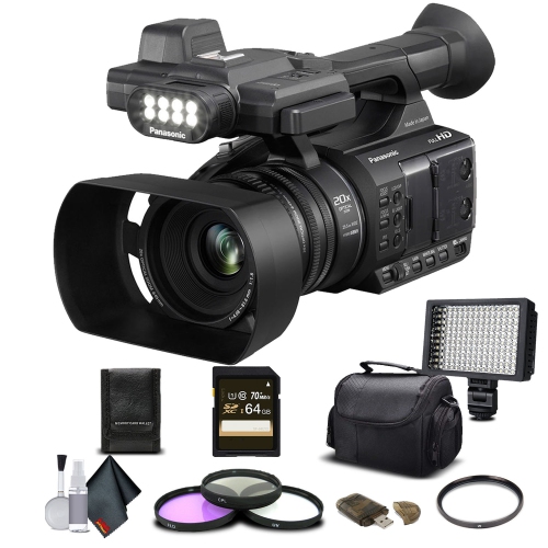 Panasonic AG-AC30 Full HD Camcorder (AG-AC30PJ) with 64GB Memory Card, LED Light, Case, Telephoto Lens, and More - Advan