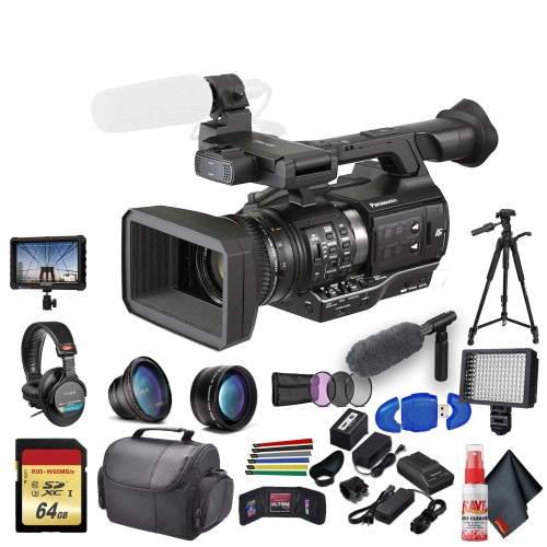 Panasonic AJ-PX270 microP2 Handheld AVC-Ultra HD Camcorder (AJ-PX270P) with UV Filter, Wide Angle, Padded Case, LED Light, 64GB Card, Headphones External 4K Monitor, ECM-VG1 and