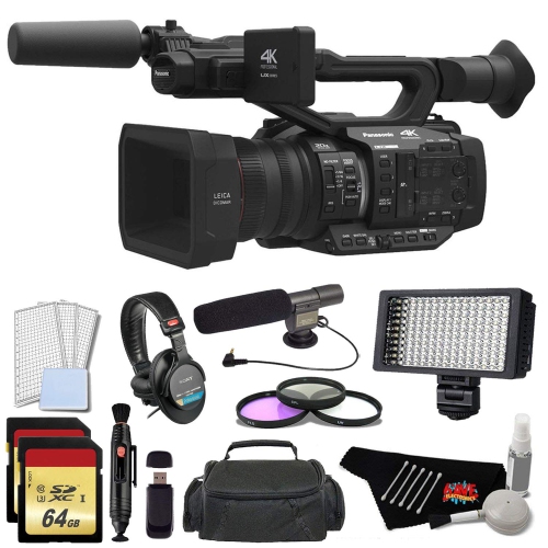 Panasonic AG-UX180 4K Premium Professional Camcorder with 128GB Memory Card, Filter Kit, Professional Microphone, LED Vi