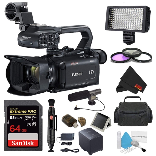 Canon XA15 Compact Full HD Camcorder + 64GB Memory Card + Professional Filter Kit + XL Pro Camcorder Soft Case + Pro Acc