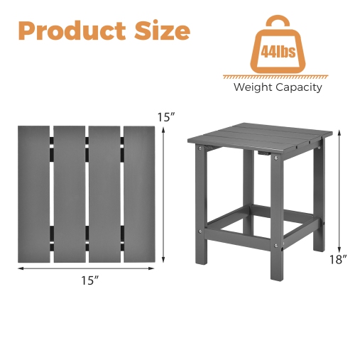 Costway Patio 15" End Side Coffee Table Square Wooden Slat Garden Deck