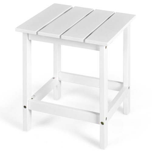 Costway Patio 15" End Side Coffee Table Square Wooden Slat Garden Deck White\Black\Gray