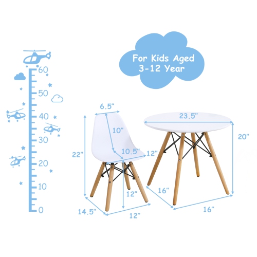 Table et 2 chaises pour enfants TopBuy construction solide Table de salle à manger mi-siècle
