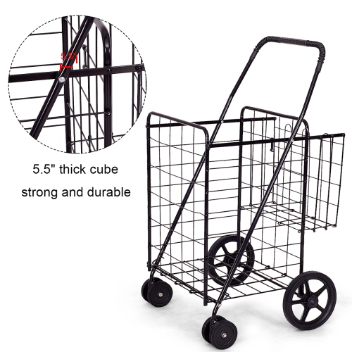 Topbuy Utility Folding Shopping Cart with Swivel Wheels Easy Storage