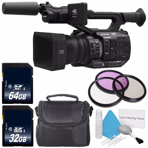 Panasonic AG-UX90 4K/HD Professional Camcorder + 32GB Memory Card + 64GB Memory Card + 67mm 3 Piece Filter Kit + Deluxe