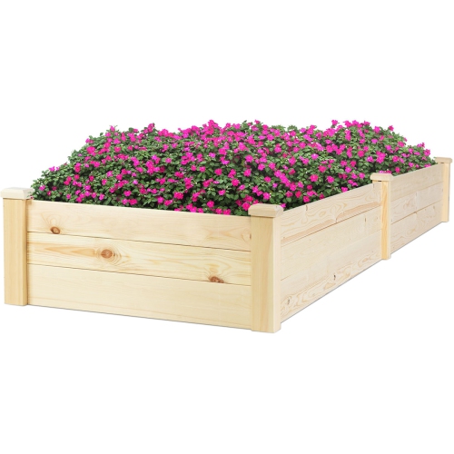 TOPBUY  Raised Garden Bed Planter Wooden Elevated Vegetable Flower Rectangular Kit Box