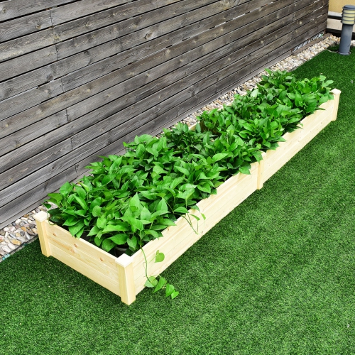 Topbuy Raised Garden Bed Planter Wooden Elevated Vegetable Flower Rectangular Kit Box