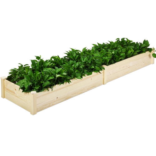 Topbuy Raised Garden Bed Planter Wooden Elevated Vegetable Flower Rectangular Kit Box