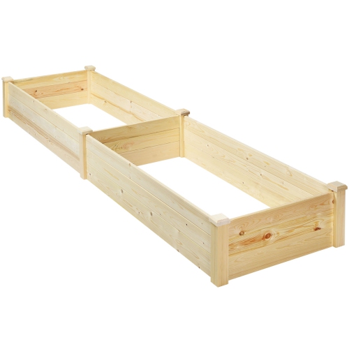Topbuy Raised Garden Bed Planter Wooden Elevated Vegetable Flower Rectangular Kit Box
