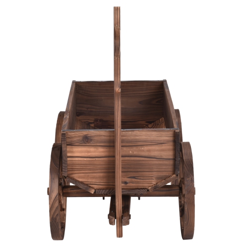 Topbuy Outdoor Flower Planter Wood Wagon Decor Wheels