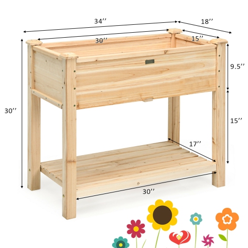 Topbuy Raised Garden Bed Elevated Wood Planter Box Stand for Vegetable Flower