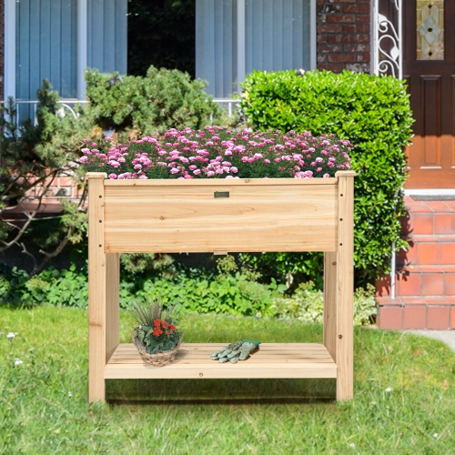 Topbuy Raised Garden Bed Elevated Wood Planter Box Stand for Vegetable Flower