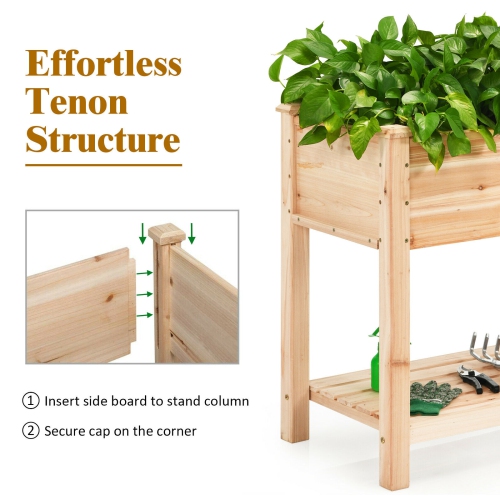 Topbuy Raised Garden Bed Elevated Wood Planter Box Stand for Vegetable Flower