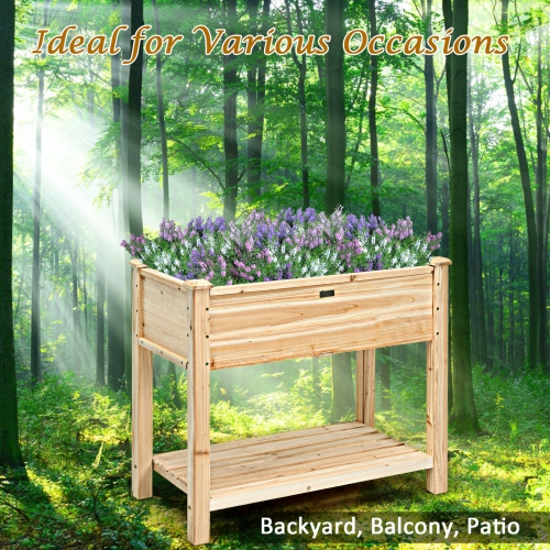 Topbuy Raised Garden Bed Elevated Wood Planter Box Stand for Vegetable Flower