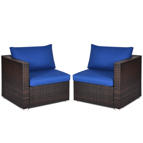 Topbuy 2-Piece Patio Wicker Corner Sofa Set Rattan Loveseat with Removable Cushions Black/Red/Brown/Turquoise