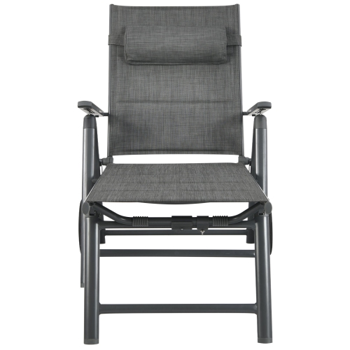 Patiojoy 2 PCS Patio Chaise Lounge Chair Outdoor Reclining Chair w/Neck Pillow & Wheels Gray