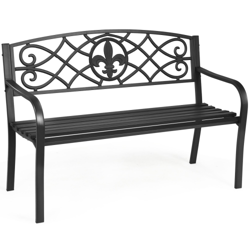 TOPBUY  Patiojoy Loveseat Metal Garden Bench Heavy-Duty Park Loveseat Chair Seat