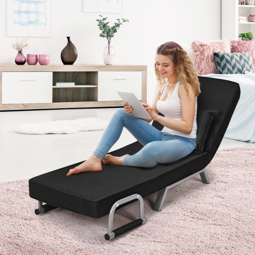 Canapé-lit pliant à accoudoirs de TopBuy, fauteuil inclinable, 5 positions, entièrement rembourré
