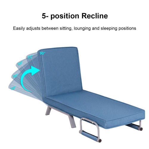 Canapé-lit pliant à accoudoirs de TopBuy, fauteuil inclinable, 5 positions, entièrement rembourré