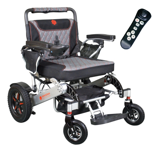 BANGERAN  Compact Mobility Aid Wheelchair, Supports Up to 140 Kg | Long Range & Electromagnetic Brake | 360° Analog Joystick | Frame In Silver