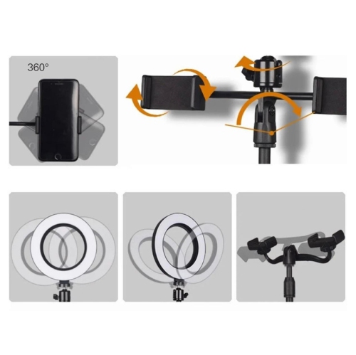 HAVIT ST7021 6 inch Ring LED Light with Desktop Bracket Phone Holder