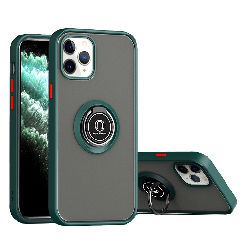 CC  Topsave 360 Rotating Metal Ring Kickstand, Shockproof Protective Cover Rubber Hybrid Matte Clear Case for Iphone 13 (6.1"), Army In Green